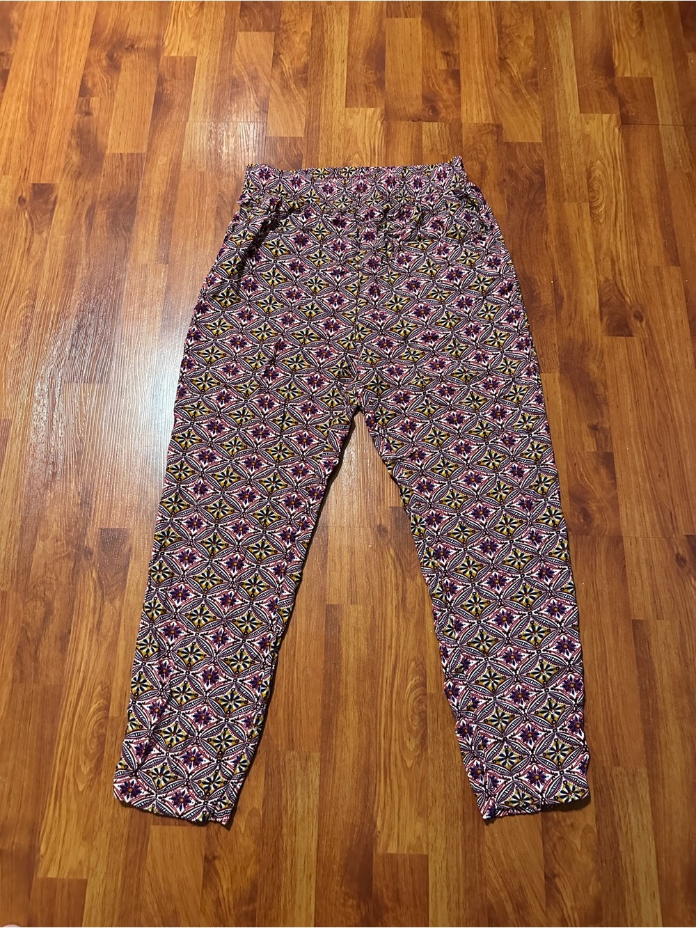 Julia Cotton Printed Elastic-Waist Pants - Purple Geometric